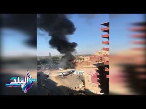 صدى البلد | السيطرة على حريق سيارة مواد بترولية داخل محطة بنزين ببنها