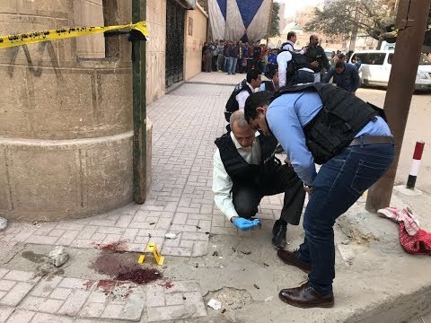 صدى البلد | الادلة الجنائية تعاين موقع اطلاق نيران علي كنيسة مارمينا بحلوان