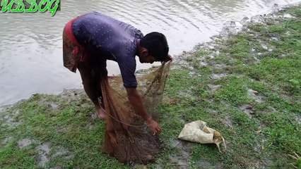 Cast Net Fishing In The Village Canal HD