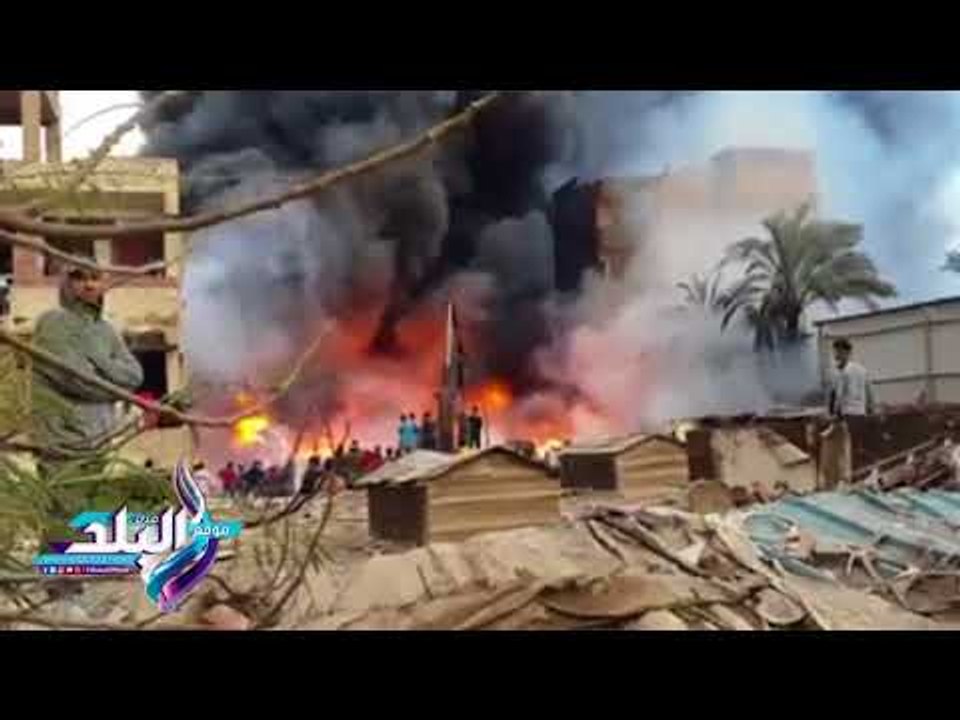 صدى البلد | اللحظات الأولى لحريق مخزن الكابلات بالهرم