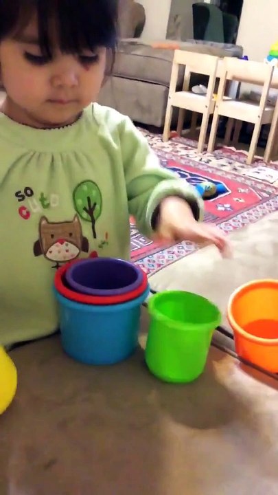Toddler's reaction to successfully stacking cups was the best thing on the internet this week