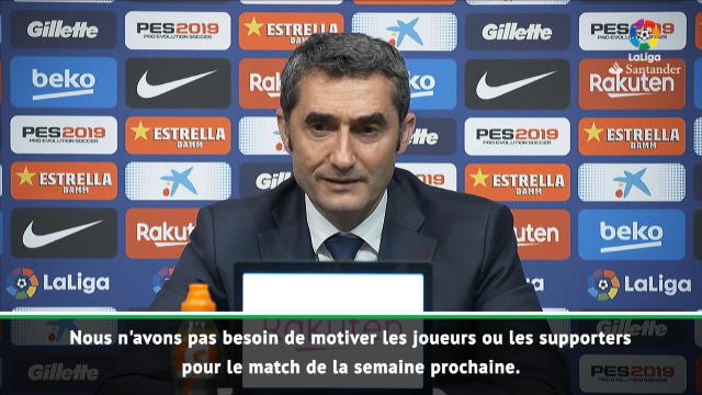 8es - Valverde : Pas besoin de motiver les joueurs pour le match contre Lyon