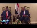 صدى البلد |  سامح شكري يستقبل وزير خارجية السودان بمطار القاهرة