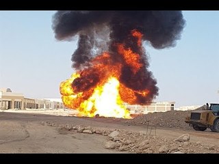 «صدى البلد» حريق خط غاز الجلالة بالسويس