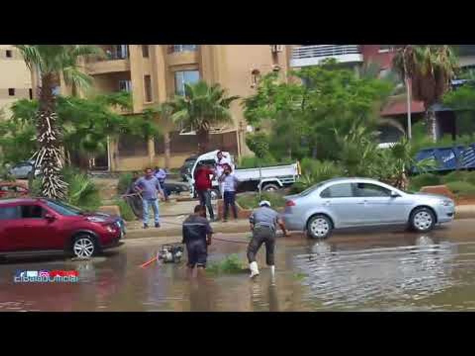 صدى البلد |  الجراجات الارضية تغرق فى مياة الامطار بالتجمع الخامس