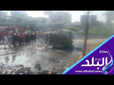 صدى البلد | شهود عيان يروون تفاصيل حريق سيارتين كوبرى اكتوبر
