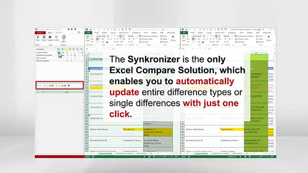 Synkronizer Advanced Features and Database Options - Excel Compare Tool