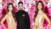 Shilpa Shetty looks gorgeous in nude color Saree at Akash Ambani's Reception | FilmiBeat