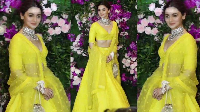 Alia Bhatt looks pretty in bright yellow lehenga at Akash Ambani's wedding: Watch video | Boldsky