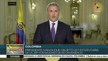 Colombia: Presidente Iván Duque objeta ley estatutaria de la JEP