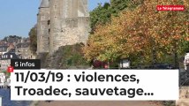 La Bretagne le 11/03 : violences, Troadec, sauvetage...
