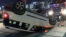 Takla Atan Otomobil Ters Döndü; Araç Kaldırılırken Tehlike Atlatıldı