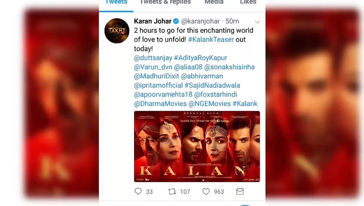 Kalank Teaser: Alia Bhatt, Varun Dhawan, Madhuri Dixit, Aditya Roy Kapur, Sanjay Dutt share glimpses