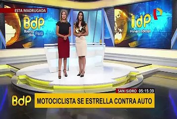 San Isidro: motociclista salva de morir tras chocar contra auto