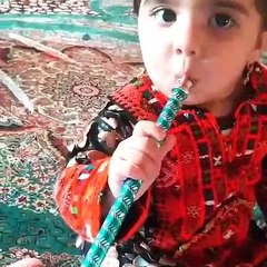 Child smoking with pipe funny