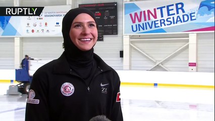 أول محجبة إماراتية تشارك في بطولة للتزحلق على الجليد في روسيا