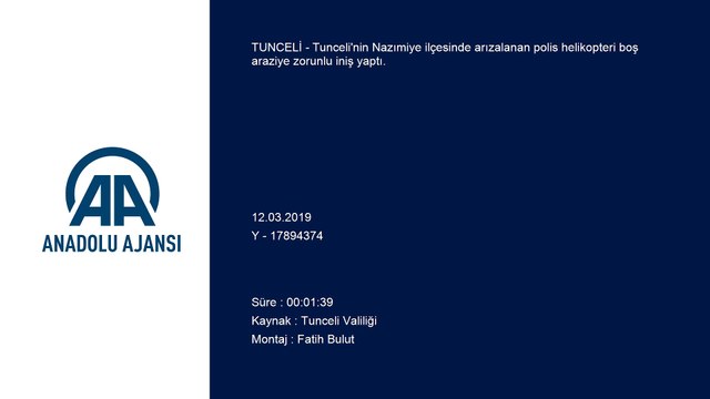 Zorunlu iniş yapan polis helikopteri, arızasının giderilmesinin ardından havalandı - TUNCELİ