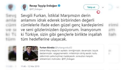 Cumhurbaşkanı Erdoğan’dan öğrencilerin hazırladığı İstiklal Marşı videosuna yanıt