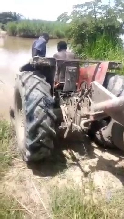 Cross a river with a tractor