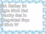 Virtu USA Bailey 24 inch Single Sink Bathroom Vanity Set in Grey wIntegrated Square Sink