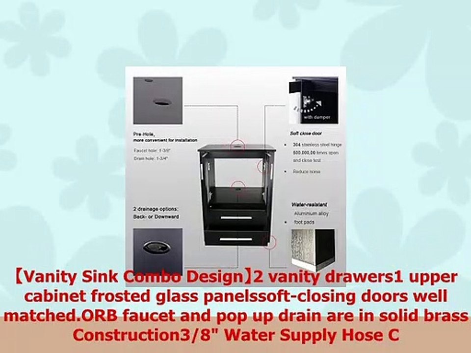 24 Bathroom Vanity With Sink Counter Top Tempered Glass Vessel Sink 15 GPM Faucet Oil