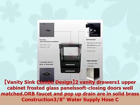 24 Bathroom Vanity With Sink Counter Top Tempered Glass Vessel Sink 15 GPM Faucet Oil