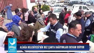 ALİAĞA BELEDİYESİ’NİN BEZ ÇANTA DAĞITIMLARI DEVAM EDİYOR