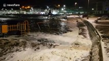 Flooding in Northern Ireland as Storm Gareth rains breach sea wall
