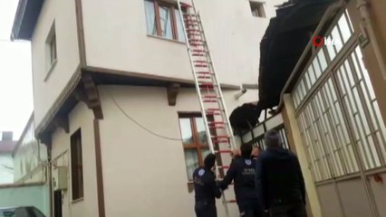 Çatıda mahsur kalan güvercini itfaiye kurtardı
