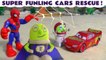 Disney Pixar Cars 3 McQueen, Driver Funling & Thomas and Friends need a rescue from Marvel Rhino and Thor Ragnarok Loki, can Spiderman and Super Funling Rescue them in this Family Friendly Full Episode