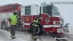 Firefighters battle dangerous windy conditions in windy accident