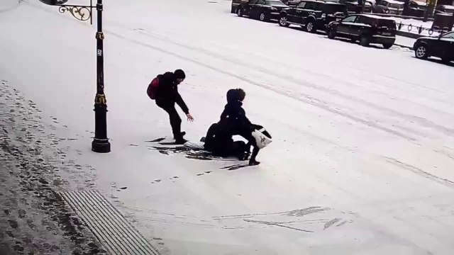 Combo of falls on Manege Square (Moscow)