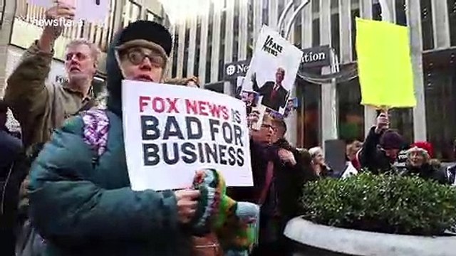 'There's nothing entertaining about racism': Protesters congregate outside Fox News HQ