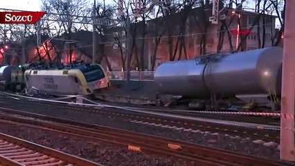 Ankara'da yük treninin vagonları raydan çıktı