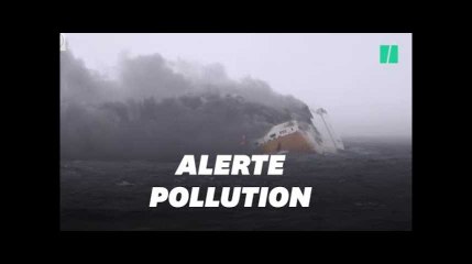 Les images du navire dont le naufrage menace de pollution la côte française
