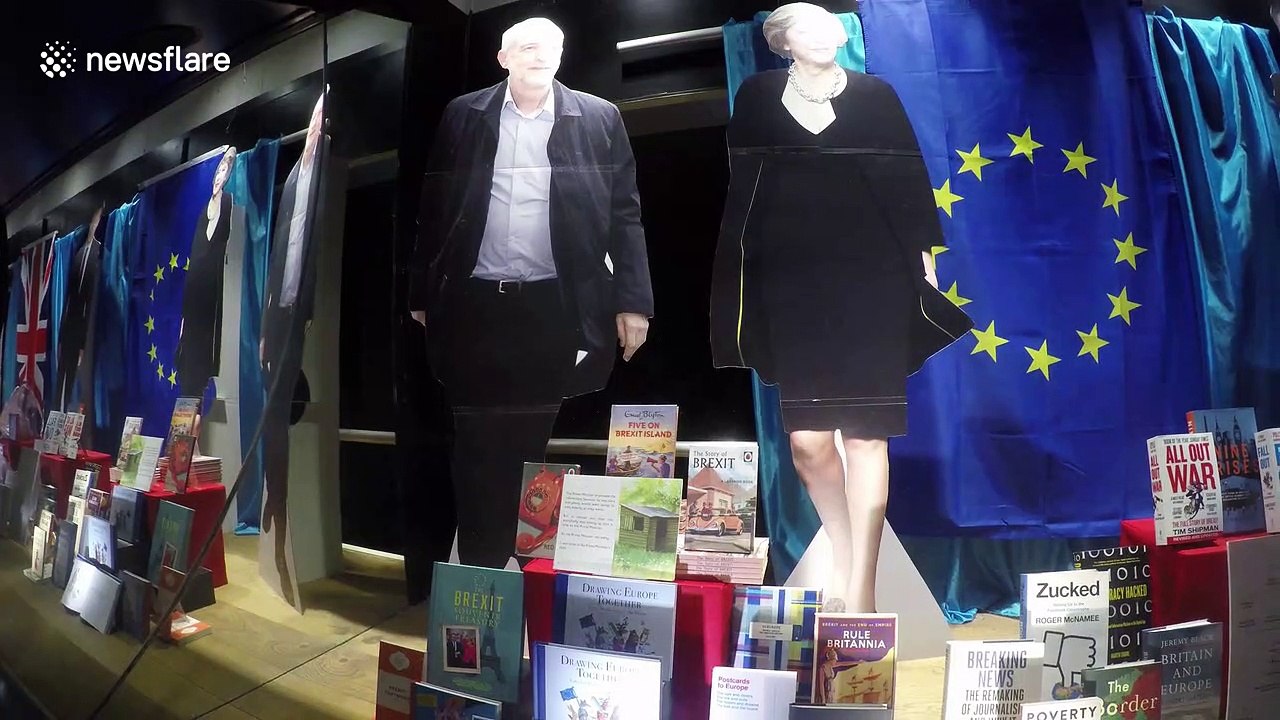 UK bookshop decks out windows in Brexit themed decorations
