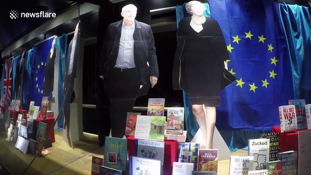 UK bookshop decks out windows in Brexit themed decorations
