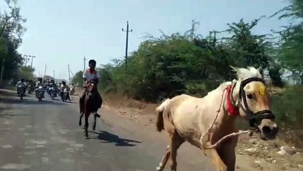 Astonishing moment Indian jockey manages to get back on saddle after falling from his horse