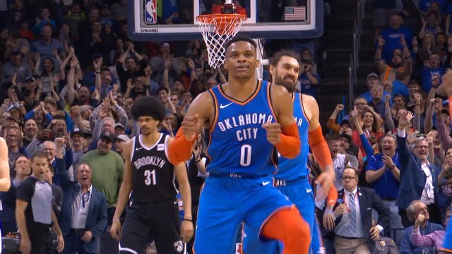 Westbrook pulls out the dance moves after casual three