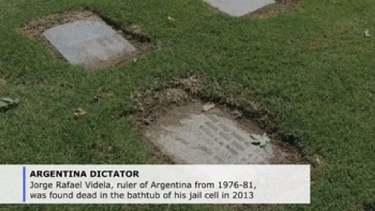 Stark, cryptic tombstone marks late Argentine dictator's final resting place (C)