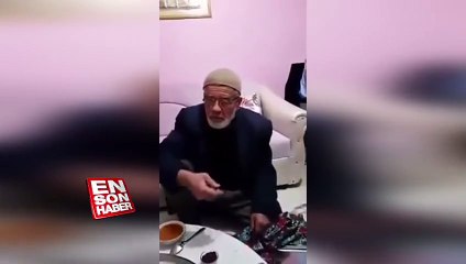 Yemek yerken elektrikli süpürgeye dönüşen dede