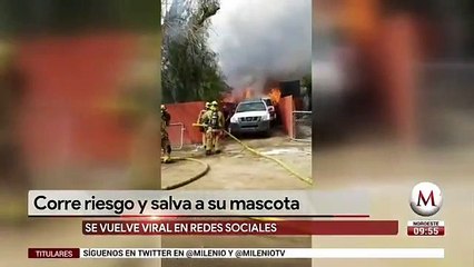 Hombre rescata a su perrito de un incendio
