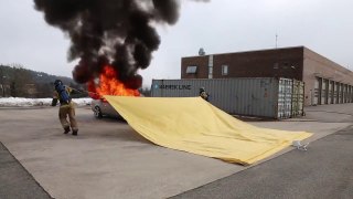A car fire blanket