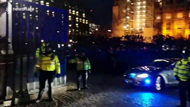 Brexit protesters yell 'traitor' at PM as she leaves Parliament