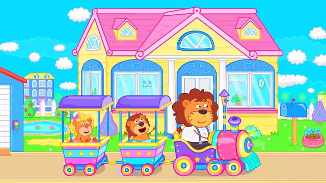 Famille De Lions Surprise Pour Les Petits Lions De Dessin Animé Pour Les Enfants