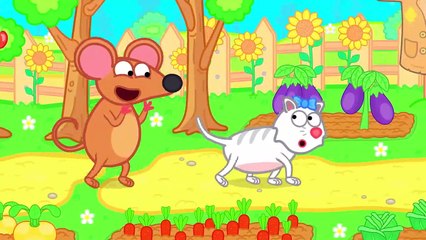 Lion de la Famille sur une Ferme Magique de dessin animé pour les Enfants