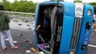 Un camion transportant du poisson se renverse en pleine autoroute au japon