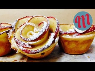 Rosas de tarta de manzana con hojaldre o pasta brisa