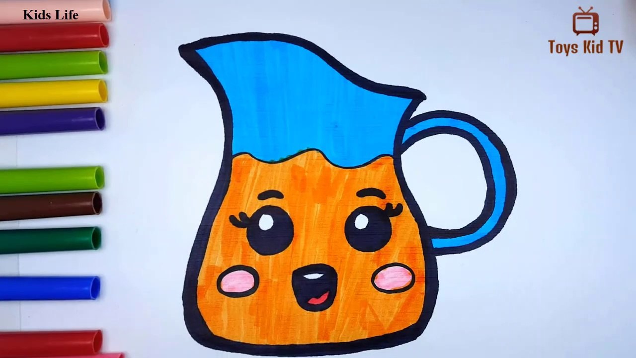 How to draw a kawaii orange juice for children - Kids life