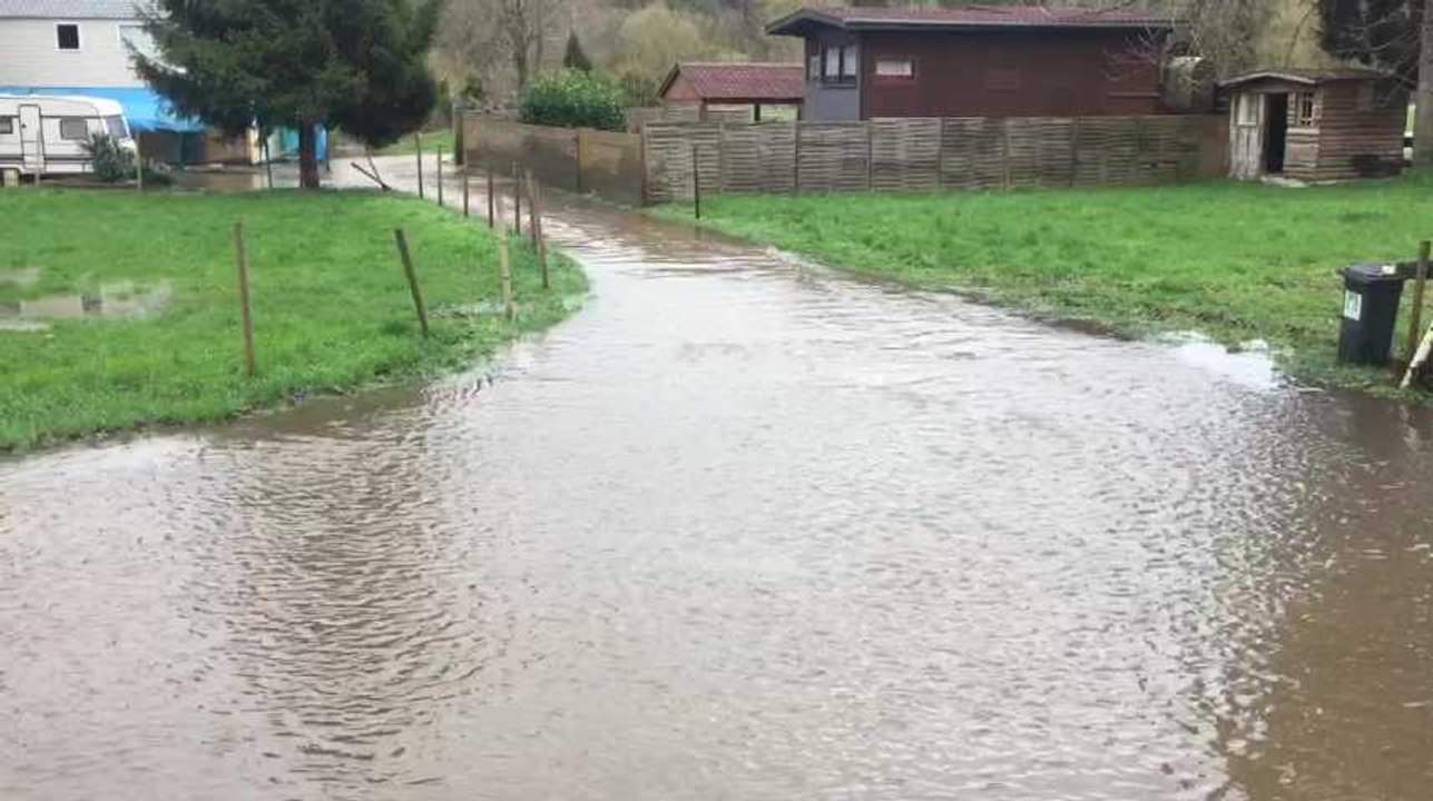 LIEGE - Hony - inondations , L’Ourthe déborde